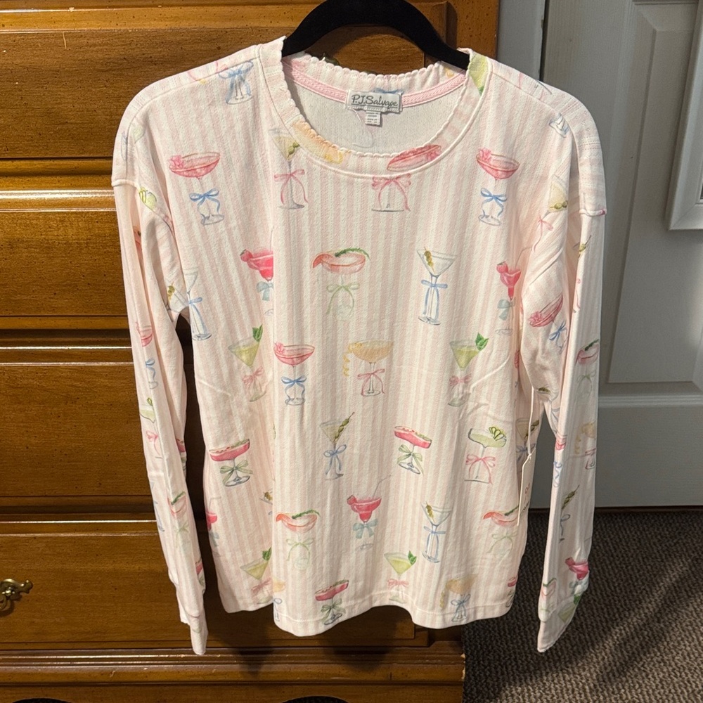P.J. Salvage Pretty Punch Cocktail Print Long Sleeve Top